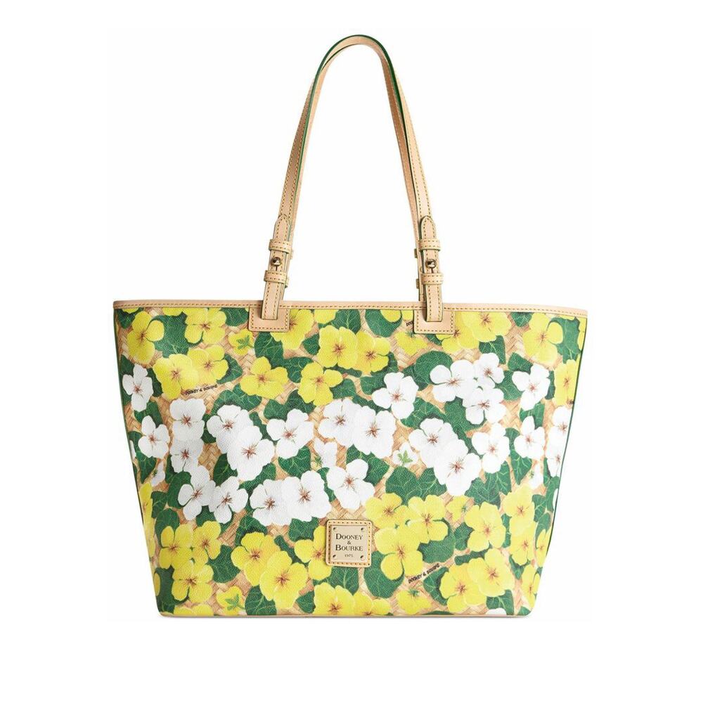 Dooney & Bourke Leisure Large Shopper Tote Bag Yellow White Floral